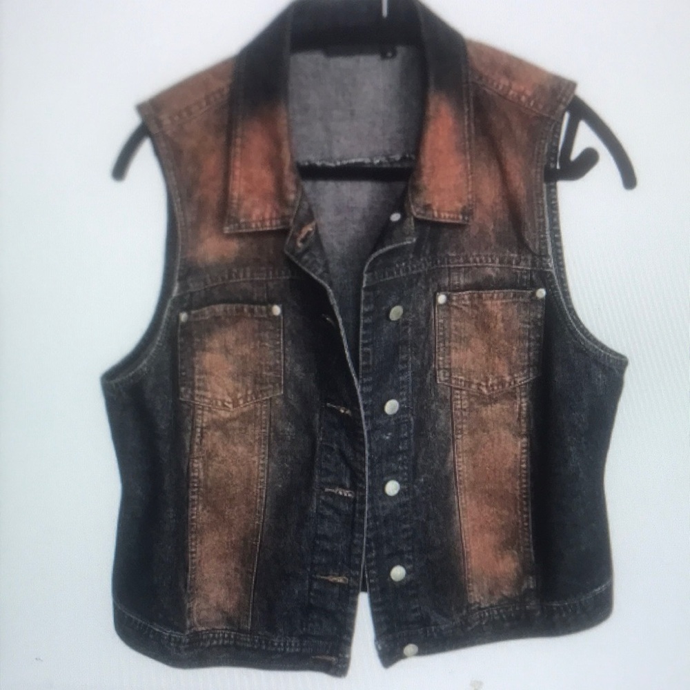 Black and Brown Denim Vest